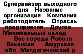 Супервайзер выходного дня › Название организации ­ Компания-работодатель › Отрасль предприятия ­ Другое › Минимальный оклад ­ 5 000 - Все города Работа » Вакансии   . Амурская обл.,Магдагачинский р-н